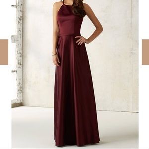 Mori Lee bridesmaid dress style 21517, bordeaux